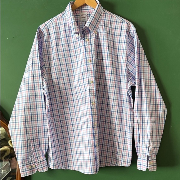 Brooks Brothers Other - Brooks Brothers Mens XL Pink & Blue Plaid Shirt Classic Preppy